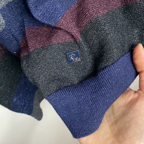 Lauren Ralph Lauren shimmering colorblock striped mockneck sweater size L - Picture 8 of 12